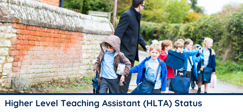 Higher level teaching assistant on a walk with school children